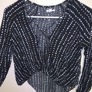 Deep V long neck crop top